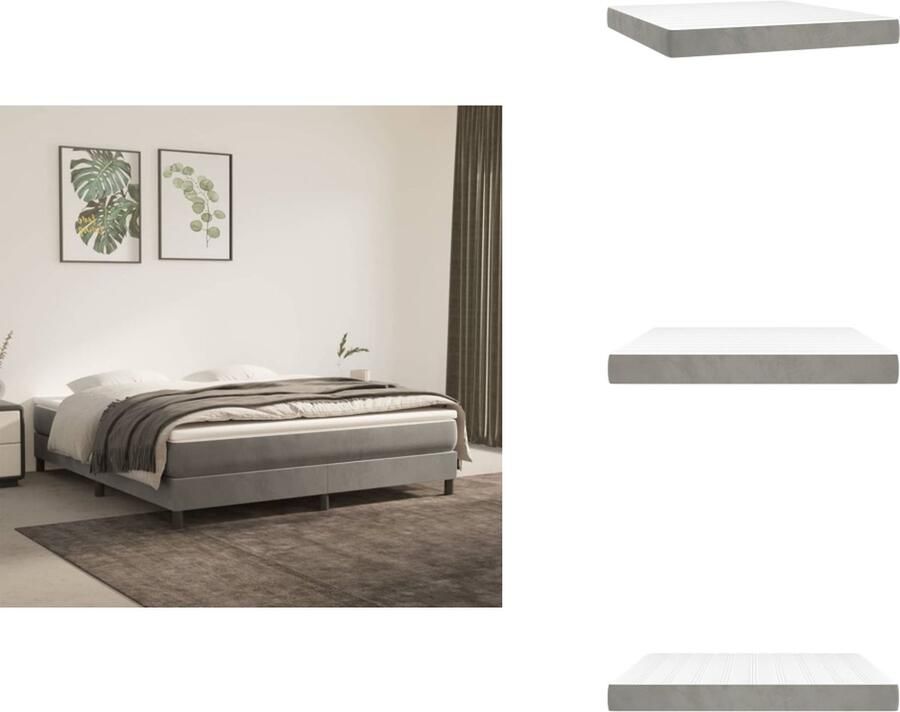 VidaXL Pocketveringmatras Pocketveringmatrassen Matras Pocketvering Matras Pocketveringmatras 160x200x20 cm fluweel lichtgrijs