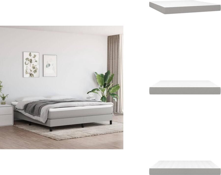 VidaXL Pocketveringmatras Pocketveringmatrassen Matras Pocketvering Matras Pocketveringmatras 180x200x20 cm stof lichtgrijs