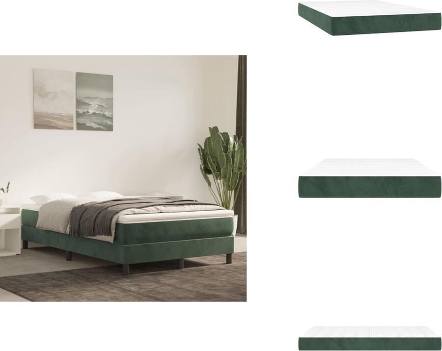 VidaXL Pocketveringmatras Pocketveringmatrassen Matras Pocketvering Matras Pocketveringmatras 120x200x20 cm fluweel donkergroen