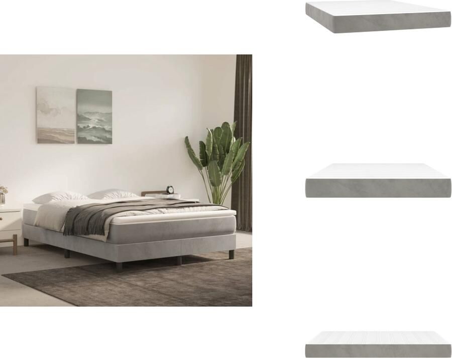 VidaXL Pocketveringmatras Pocketveringmatrassen Matras Pocketvering Matras Pocketveringmatras 140x200x20 cm fluweel lichtgrijs