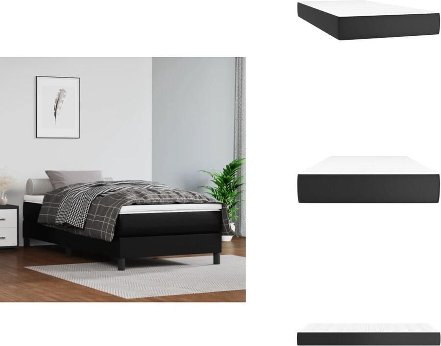 VidaXL Pocketveringmatras Pocketveringmatrassen Matras Pocketvering Matras Pocketveringmatras 80x200x20 cm kunstleer zwart