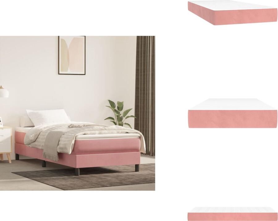 VidaXL Pocketveringmatras Pocketveringmatrassen Matras Pocketvering Matras Pocketveringmatras 90x200x20 cm fluweel roze