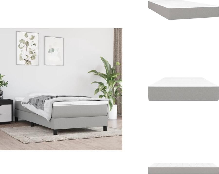 VidaXL Pocketveringmatras Pocketveringmatrassen Matras Pocketvering Matras Pocketveringmatras 80x200x20 cm stof lichtgrijs