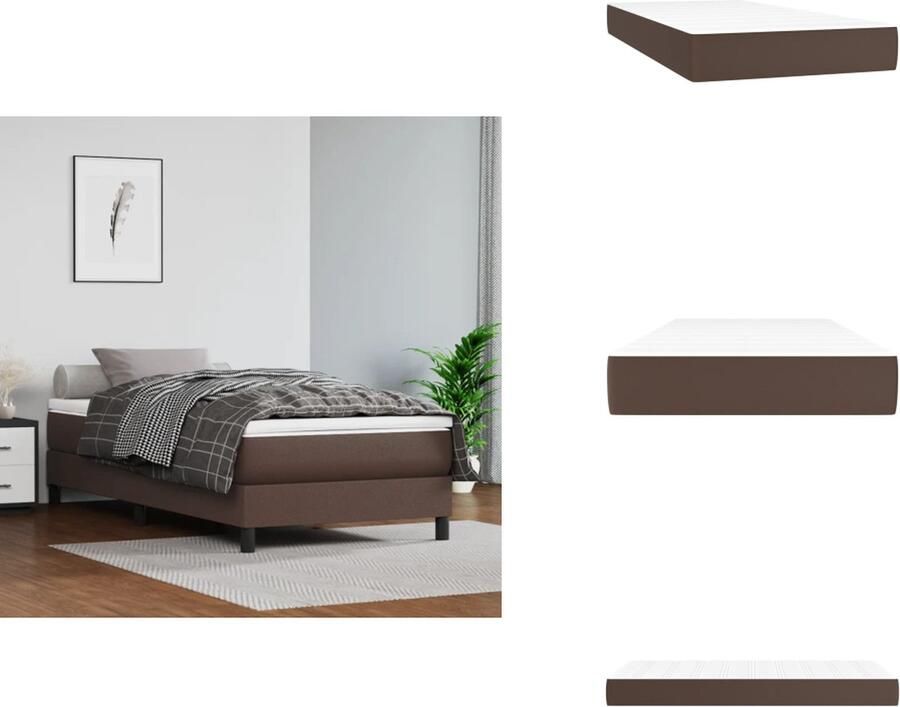 VidaXL Pocketveringmatras Pocketveringmatrassen Matras Pocketvering Matras Pocketveringmatras 90x200x20 cm kunstleer bruin