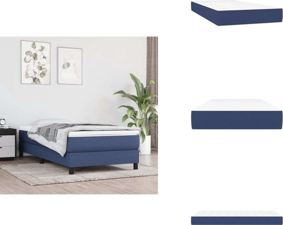 VidaXL Pocketveringmatras Pocketveringmatrassen Matras Pocketvering Matras Pocketveringmatras 80x200x20 cm stof blauw