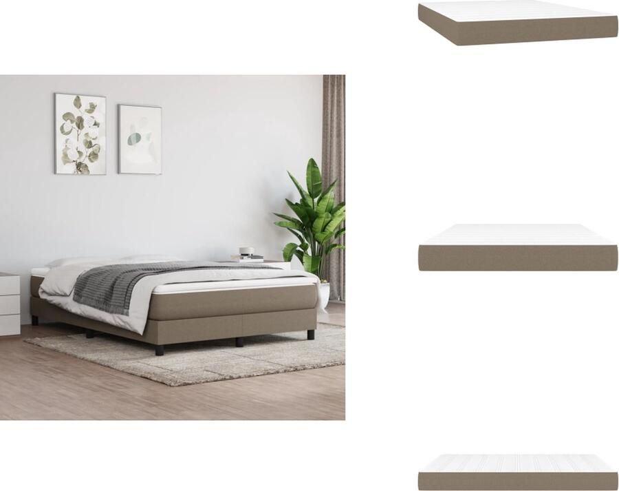 VidaXL Pocketveringmatras 140x190x20 cm stof taupe Pocketveringmatras Slaapcomfort Matras Topper Tweepersoonsmatras Medium Hard