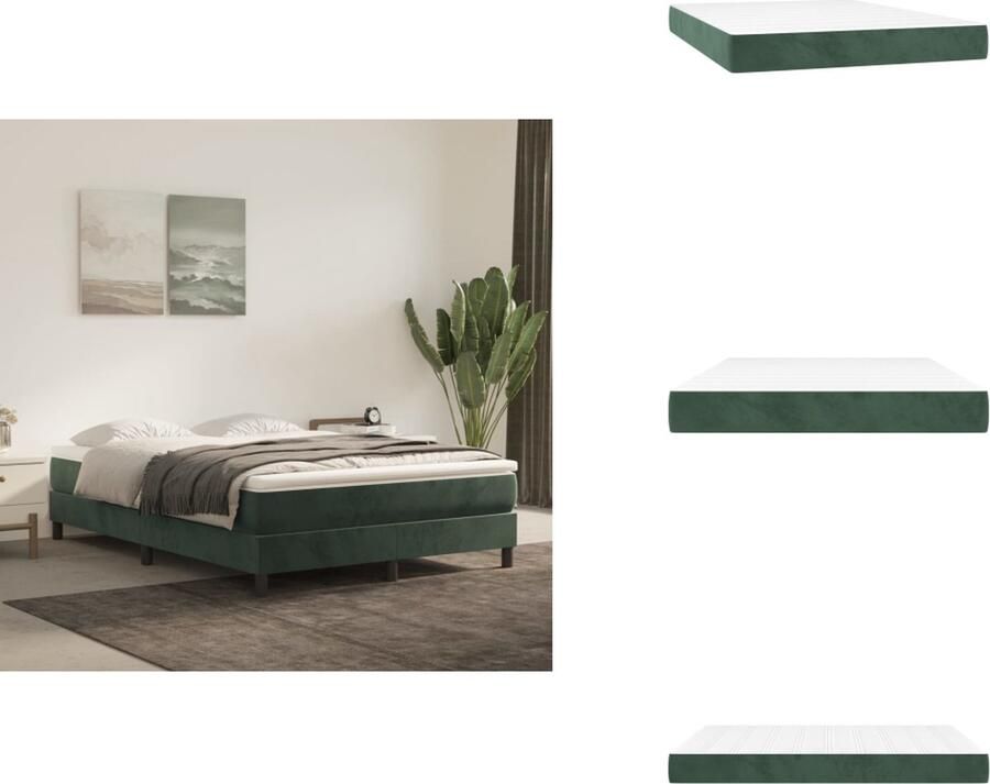 VidaXL Pocketveringmatras Pocketveringmatrassen Matras Pocketvering Matras Pocketveringmatras 140x190x20 cm fluweel donkergroen