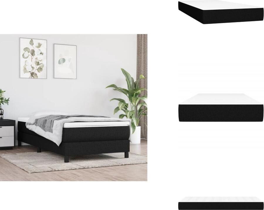 VidaXL Pocketveringmatras Pocketveringmatrassen Matras Pocketvering Matras Pocketveringmatras 90x190x20 cm stof zwart
