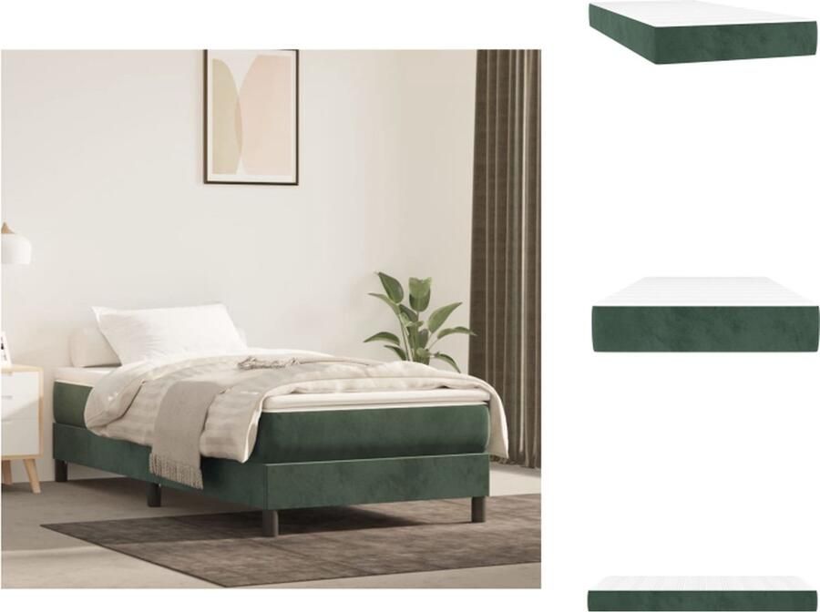 VidaXL Pocketveringmatras Pocketveringmatrassen Matras Pocketvering Matras Pocketveringmatras 80x200x20 cm fluweel donkergroen