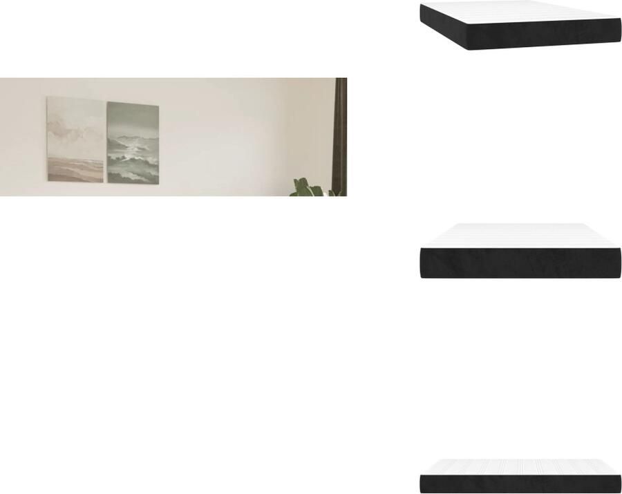 VidaXL Pocketveringmatras Pocketveringmatrassen Matras Pocketvering Matras Pocketveringmatras 120x200x20 cm fluweel zwart - Foto 1