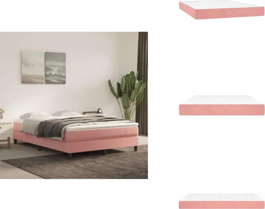 VidaXL Pocketveringmatras Pocketveringmatrassen Matras Pocketvering Matras Pocketveringmatras 140x190x20 cm fluweel roze