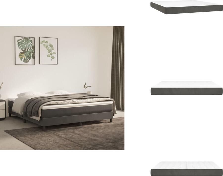 VidaXL Pocketveringmatras Pocketveringmatrassen Matras Pocketvering Matras Pocketveringmatras 160x200x20 cm fluweel donkergrijs
