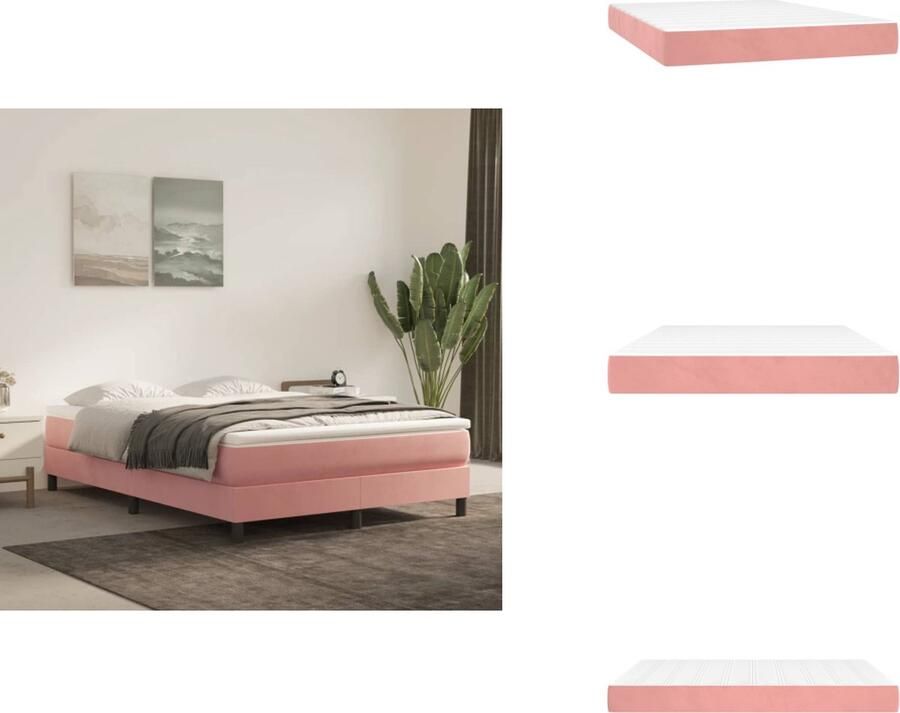 VidaXL Pocketveringmatras Pocketveringmatrassen Matras Pocketvering Matras Pocketveringmatras 140x200x20 cm fluweel roze