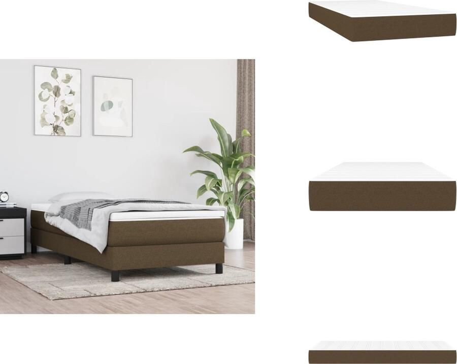 VidaXL Pocketveringmatras Pocketveringmatrassen Matras Pocketvering Matras Pocketveringmatras 80x200x20 cm stof donkerbruin