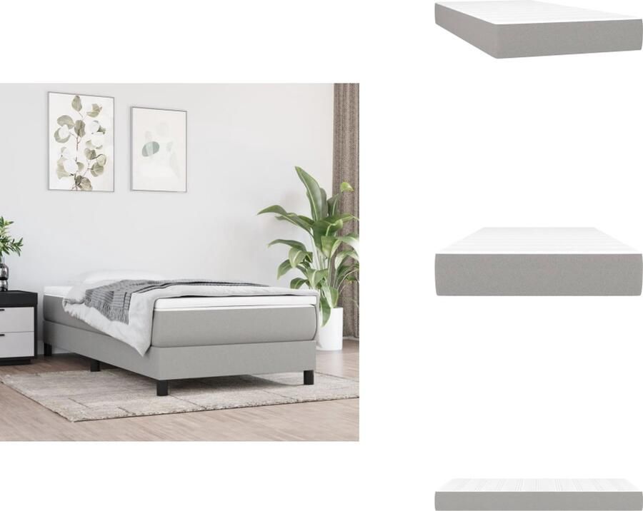 VidaXL Pocketveringmatras Pocketveringmatrassen Matras Pocketvering Matras Pocketveringmatras 90x190x20 cm stof lichtgrijs