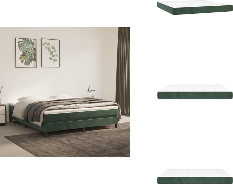 VidaXL Pocketveringmatras Pocketveringmatrassen Matras Pocketvering Matras Pocketveringmatras 160x200x20 cm fluweel donkergroen