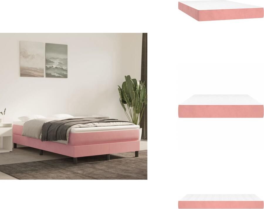 VidaXL Pocketveringmatras Pocketveringmatrassen Matras Pocketvering Matras Pocketveringmatras 120x200x20 cm fluweel roze