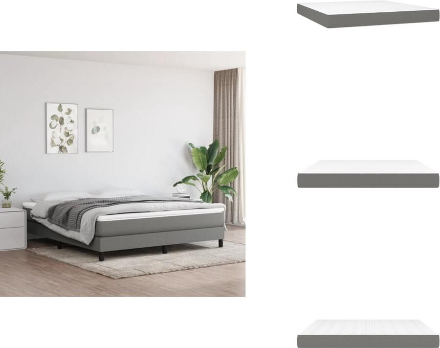 VidaXL Pocketveringmatras Pocketveringmatrassen Matras Pocketvering Matras Pocketveringmatras 180x200x20 cm stof donkergrijs