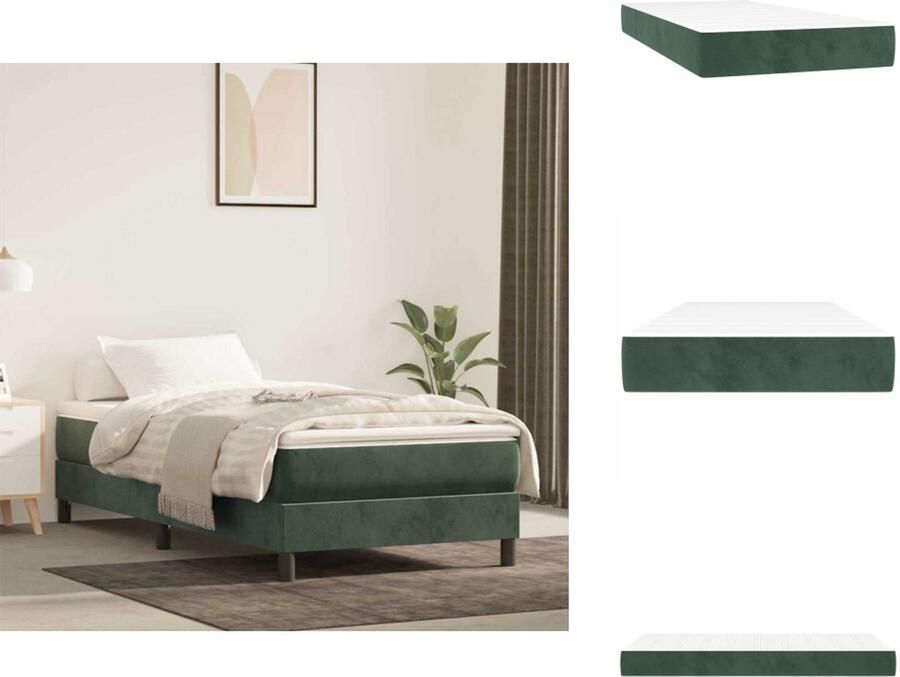 VidaXL Pocketveringmatras Pocketveringmatrassen Matras Pocketvering Matras Pocketveringmatras 90x220x20 cm fluweel donkergroen