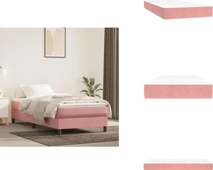 VidaXL Pocketveringmatras Pocketveringmatrassen Matras Pocketvering Matras Pocketveringmatras 100x200x20 cm fluweel roze - Foto 1