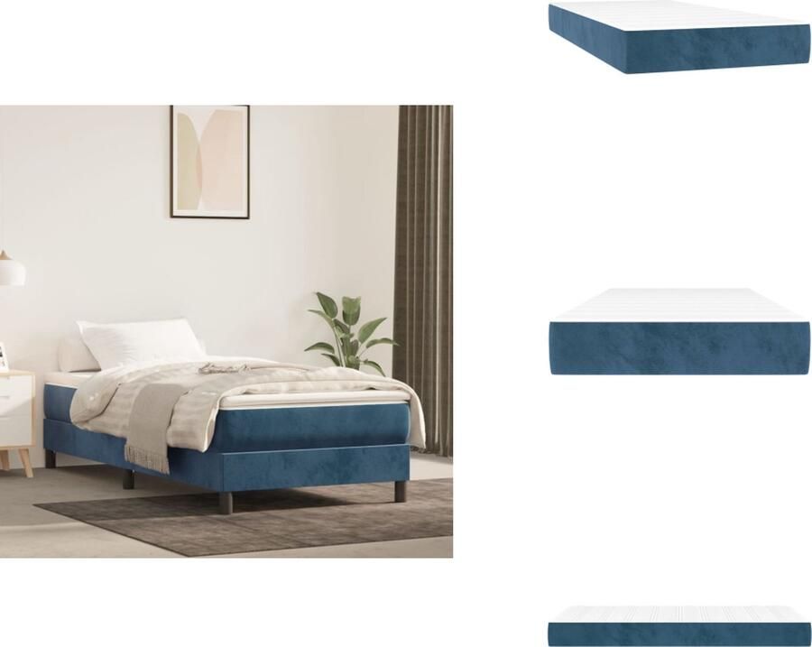 VidaXL Pocketveringmatras Pocketveringmatrassen Matras Pocketvering Matras Pocketveringmatras 90x190x20 cm fluweel donkerblauw