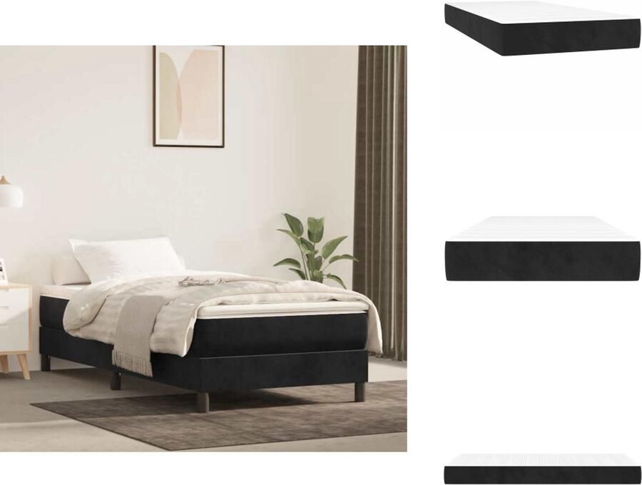 VidaXL Pocketveringmatras Pocketveringmatrassen Matras Pocketvering Matras Pocketveringmatras 80x210x20 cm fluweel zwart