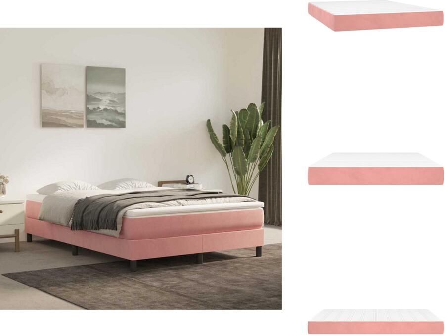 VidaXL Pocketveringmatras Pocketveringmatrassen Matras Pocketvering Matras Pocketveringmatras 140x220x20 cm fluweel roze