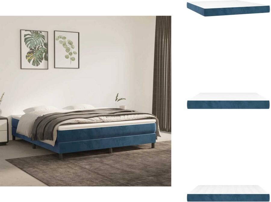 VidaXL Pocketveringmatras Pocketveringmatrassen Matras Pocketvering Matras Pocketveringmatras 160x210x20 cm fluweel donkerblauw