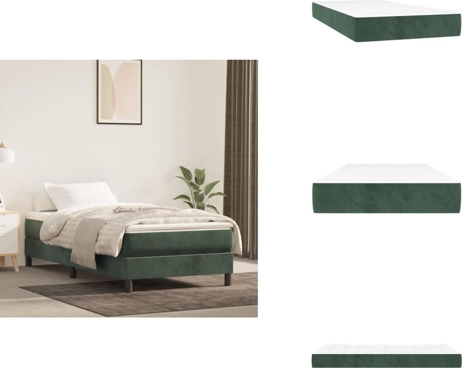 VidaXL Pocketveringmatras Pocketveringmatrassen Matras Pocketvering Matras Pocketveringmatras 100x200x20 cm fluweel donkergroen