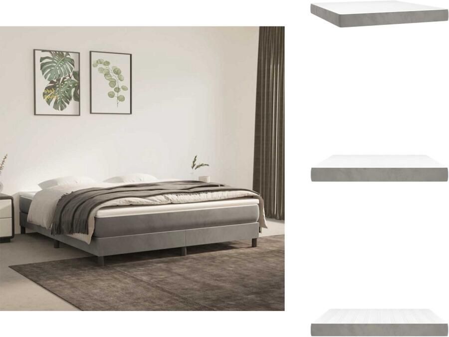 VidaXL Pocketveringmatras Pocketveringmatrassen Matras Pocketvering Matras Pocketveringmatras 160x220x20 cm fluweel lichtgrijs