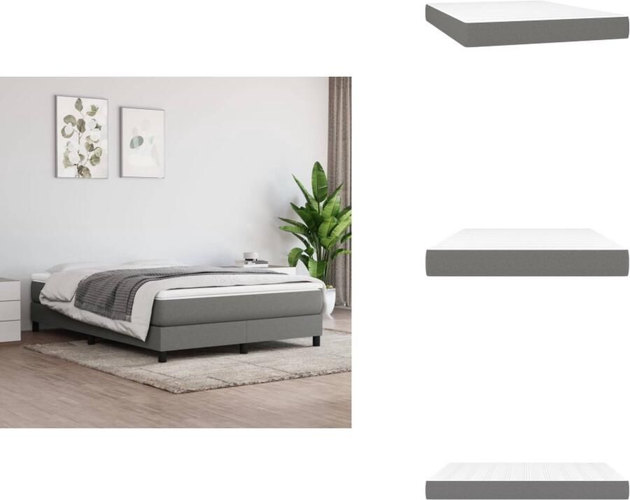 VidaXL Pocketveringmatras Pocketveringmatrassen Matras Pocketvering Matras Pocketveringmatras 140x200x20 cm stof donkergrijs