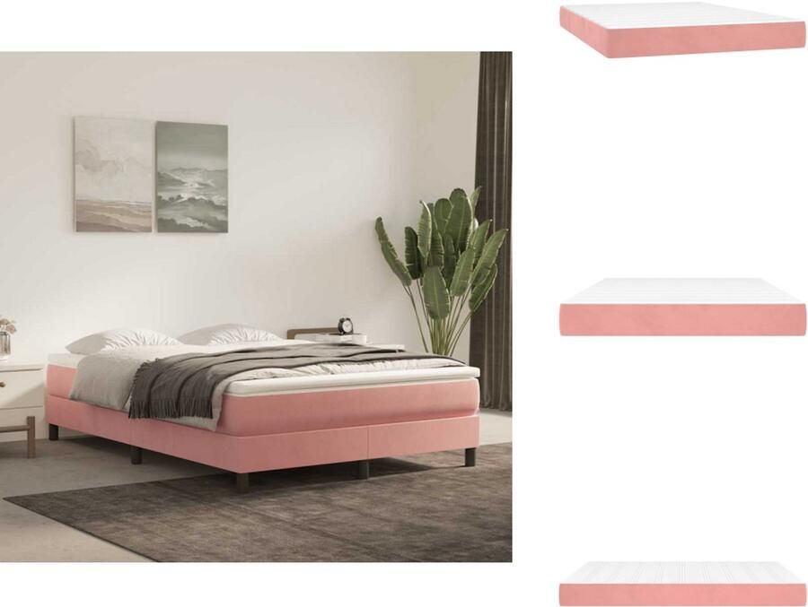 VidaXL Pocketveringmatras Pocketveringmatrassen Matras Pocketvering Matras Pocketveringmatras 140x210x20 cm fluweel roze