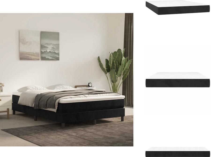 VidaXL Pocketveringmatras Pocketveringmatrassen Matras Pocketvering Matras Pocketveringmatras 140x210x20 cm fluweel zwart