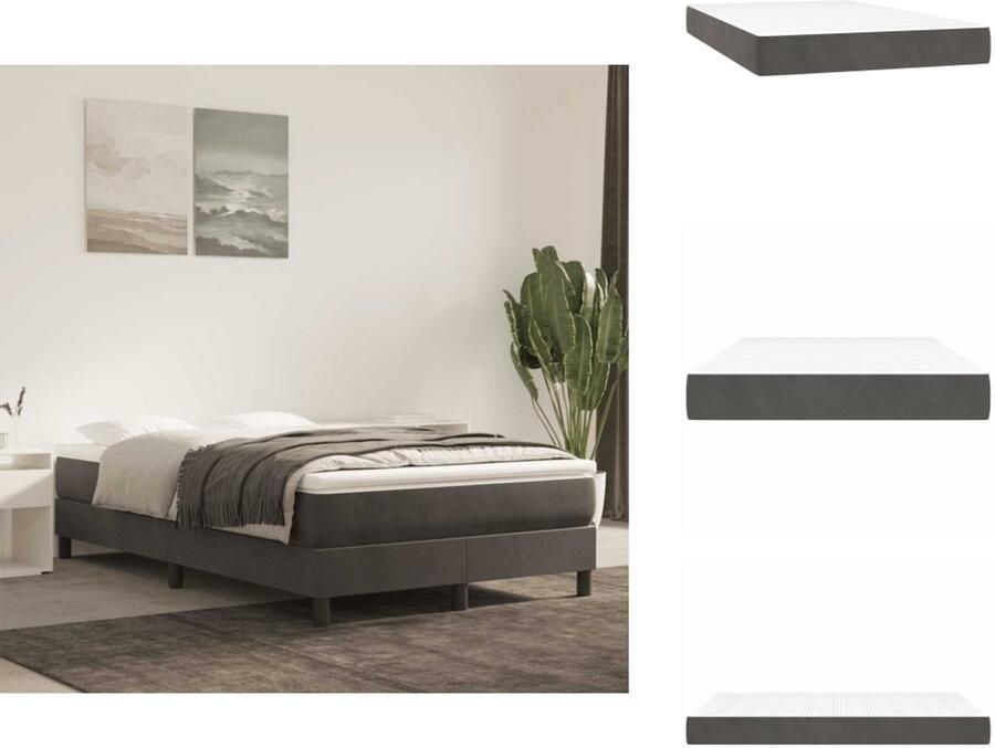 VidaXL Pocketveringmatras Pocketveringmatrassen Matras Pocketvering Matras Pocketveringmatras 120x220x20 cm fluweel donkergrijs