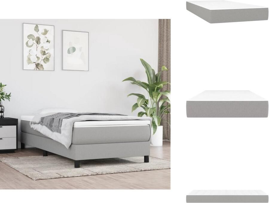 VidaXL Pocketveringmatras Pocketveringmatrassen Matras Pocketvering Matras Pocketveringmatras 120x190x20 cm stof lichtgrijs
