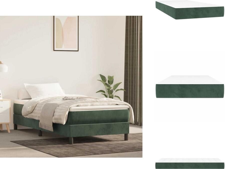 VidaXL Pocketveringmatras Pocketveringmatrassen Matras Pocketvering Matras Pocketveringmatras 80x210x20 cm fluweel donkergroen