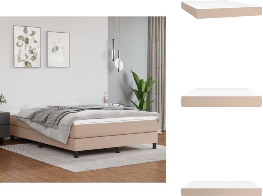 VidaXL Pocketveringmatras Pocketveringmatrassen Matras Pocketvering Matras Pocketveringmatras 140x190x20 cm kunstleer cappuccinokleurig