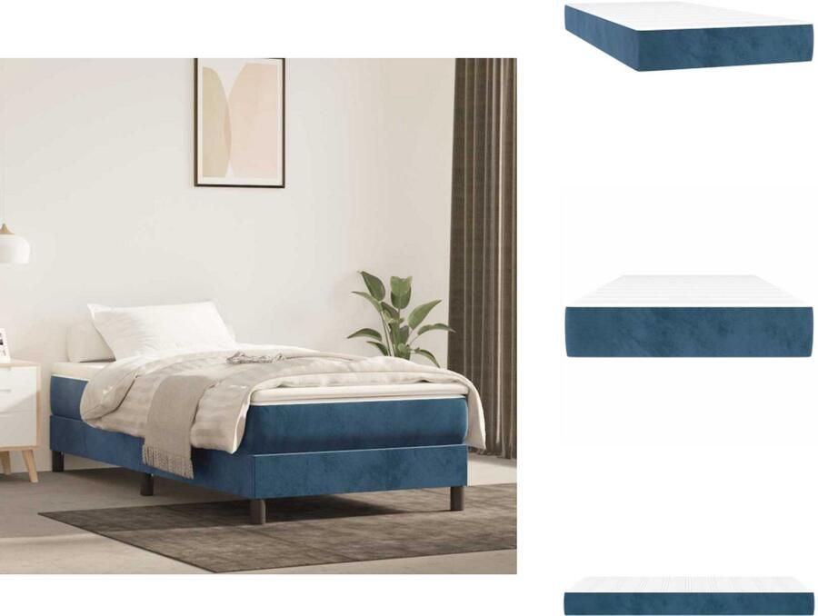 VidaXL Pocketveringmatras Pocketveringmatrassen Matras Pocketvering Matras Pocketveringmatras 100x210x20 cm fluweel donkerblauw