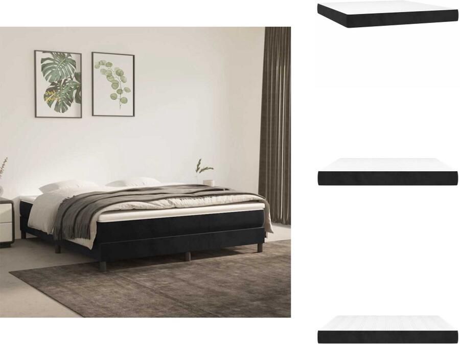 VidaXL Pocketveringmatras Pocketveringmatrassen Matras Pocketvering Matras Pocketveringmatras 160x220x20 cm fluweel zwart