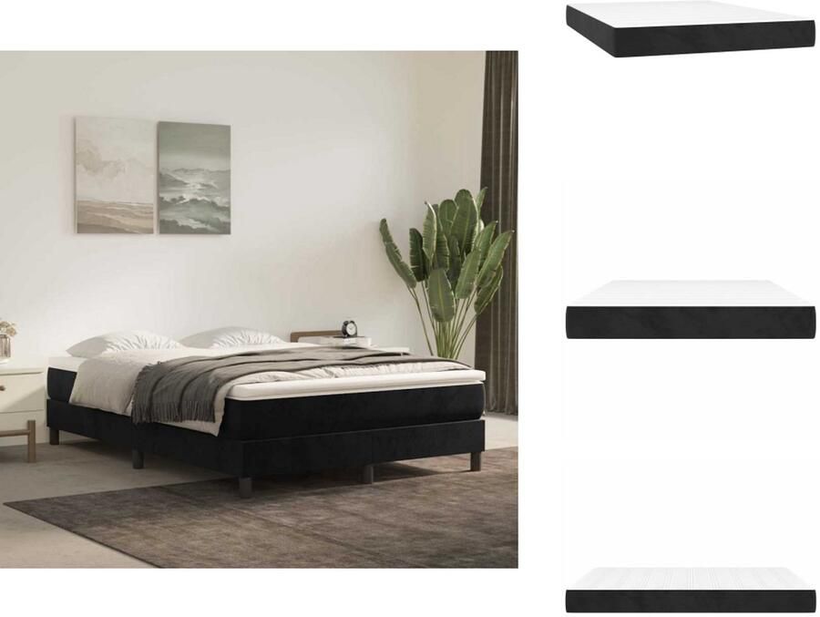 VidaXL Pocketveringmatras Pocketveringmatrassen Matras Pocketvering Matras Pocketveringmatras 140x220x20 cm fluweel zwart