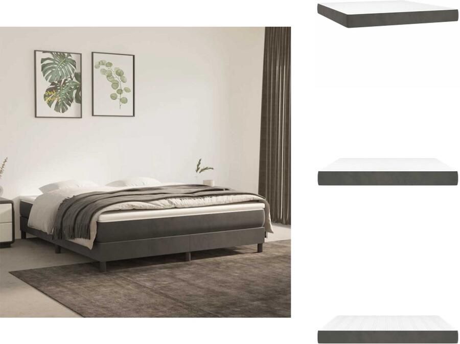 VidaXL Pocketveringmatras Pocketveringmatrassen Matras Pocketvering Matras Pocketveringmatras 160x210x20 cm fluweel donkergrijs