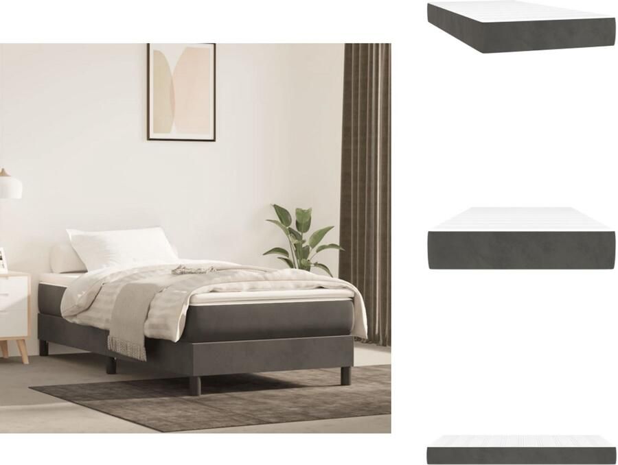 The Living Store Pocketveringmatras 120x190x20 cm fluweel donkergrijs Pocketveringmatras Pocketveringmatrassen Matras Pocketvering Matras - Foto 2
