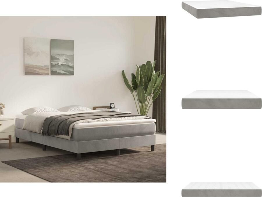 VidaXL Pocketveringmatras Pocketveringmatrassen Matras Pocketvering Matras Pocketveringmatras 140x220x20 cm fluweel lichtgrijs