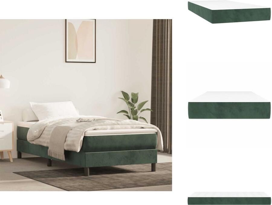 VidaXL Pocketveringmatras Pocketveringmatrassen Matras Pocketvering Matras Pocketveringmatras 80x220x20 cm fluweel donkergroen