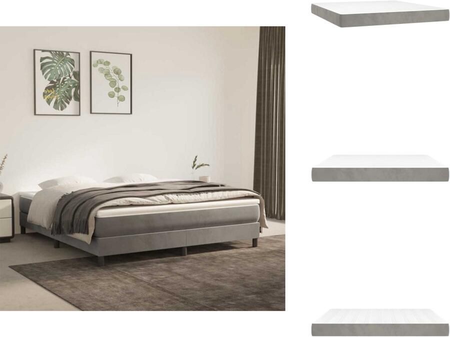 VidaXL Pocketveringmatras Pocketveringmatrassen Matras Pocketvering Matras Pocketveringmatras 160x210x20 cm fluweel lichtgrijs