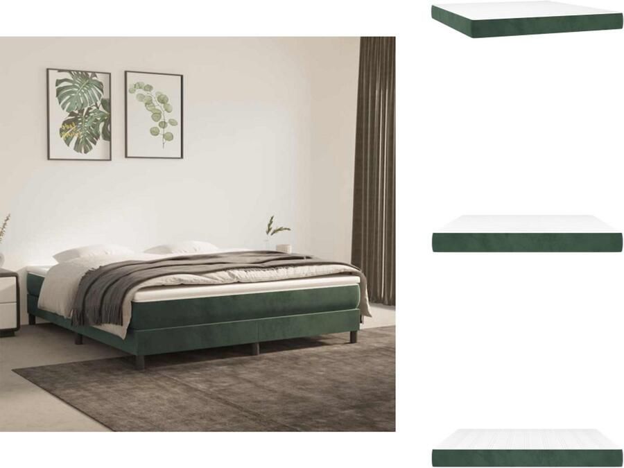 VidaXL Pocketveringmatras Pocketveringmatrassen Matras Pocketvering Matras Pocketveringmatras 160x210x20 cm fluweel donkergroen