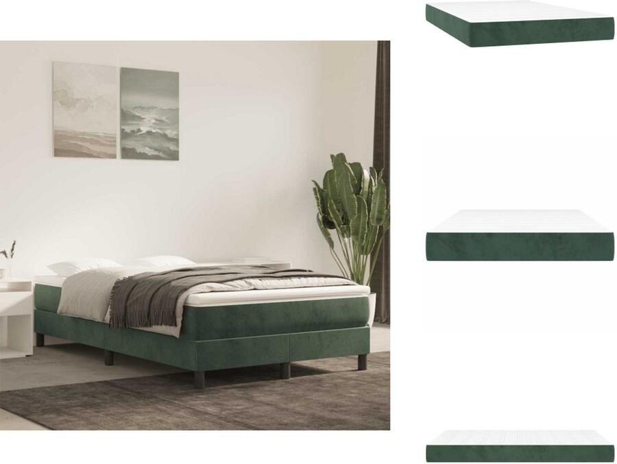 VidaXL Pocketveringmatras Pocketveringmatrassen Matras Pocketvering Matras Pocketveringmatras 120x220x20 cm fluweel donkergroen