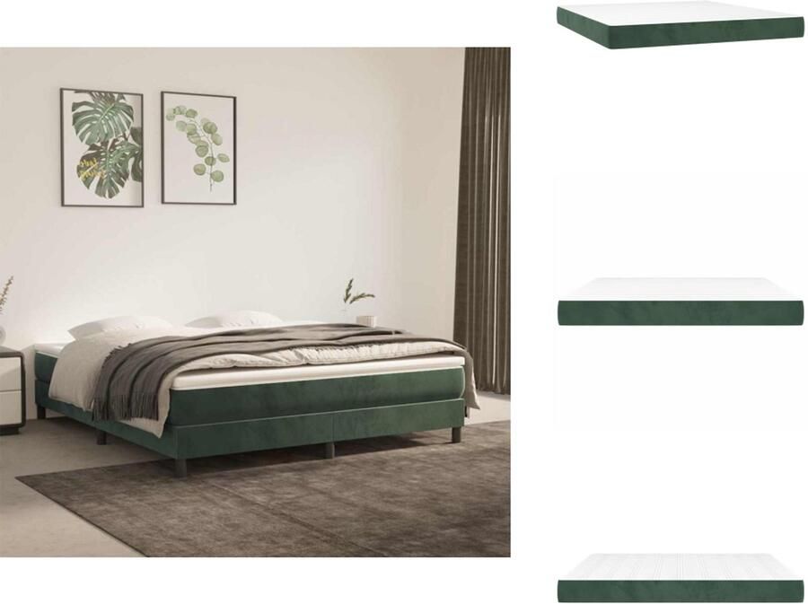 VidaXL Pocketveringmatras Pocketveringmatrassen Matras Pocketvering Matras Pocketveringmatras 160x220x20 cm fluweel donkergroen