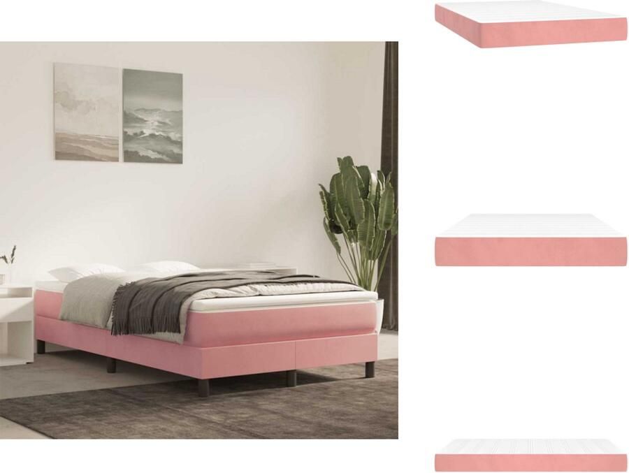 VidaXL Pocketveringmatras Pocketveringmatrassen Matras Pocketvering Matras Pocketveringmatras 120x210x20 cm fluweel roze