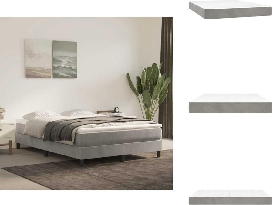 VidaXL Pocketveringmatras Pocketveringmatrassen Matras Pocketvering Matras Pocketveringmatras 120x210x20 cm fluweel lichtgrijs